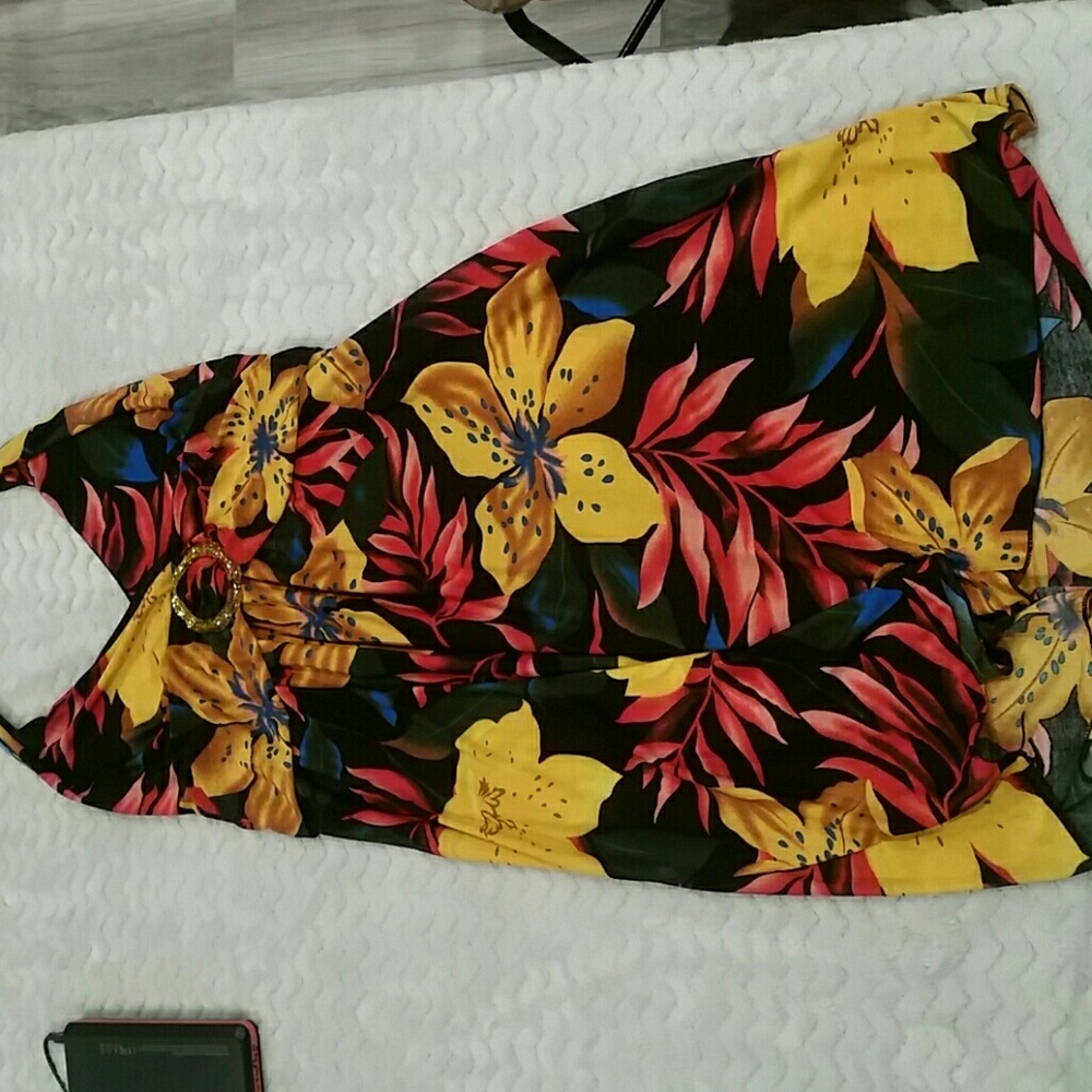 Tropical Flower Around the Neck Sundress